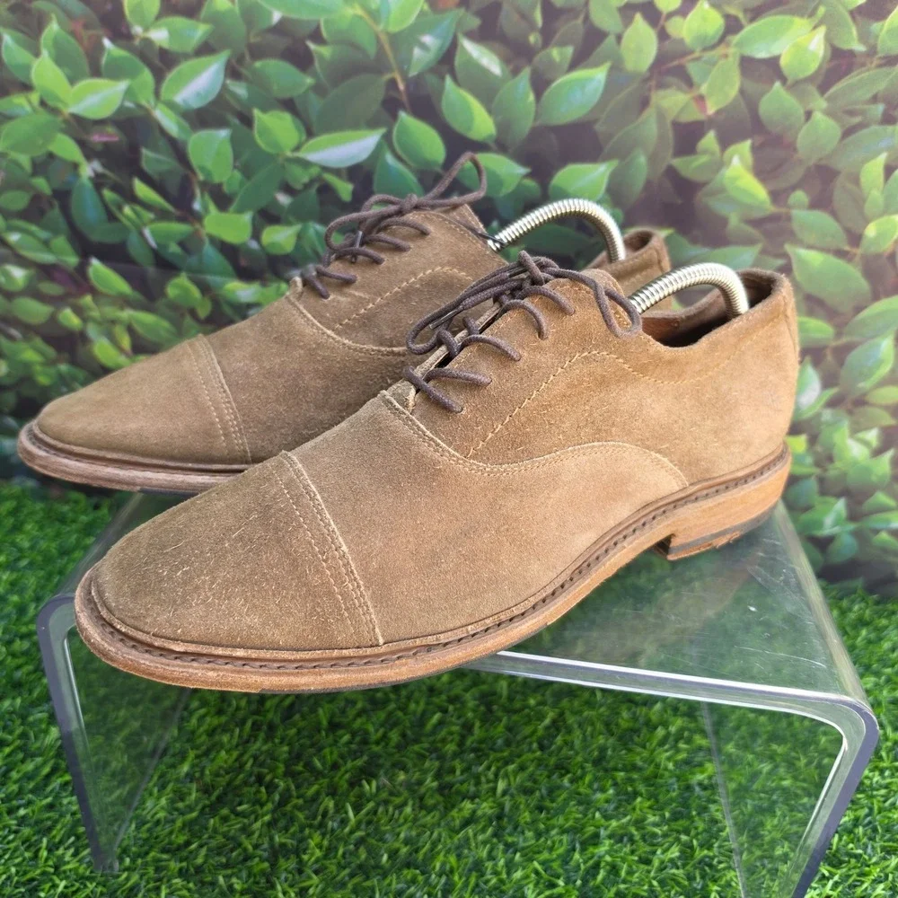 Frye James Crepe Oxford Tan Suede Cap Toe Mens Shoes 4001 D 12